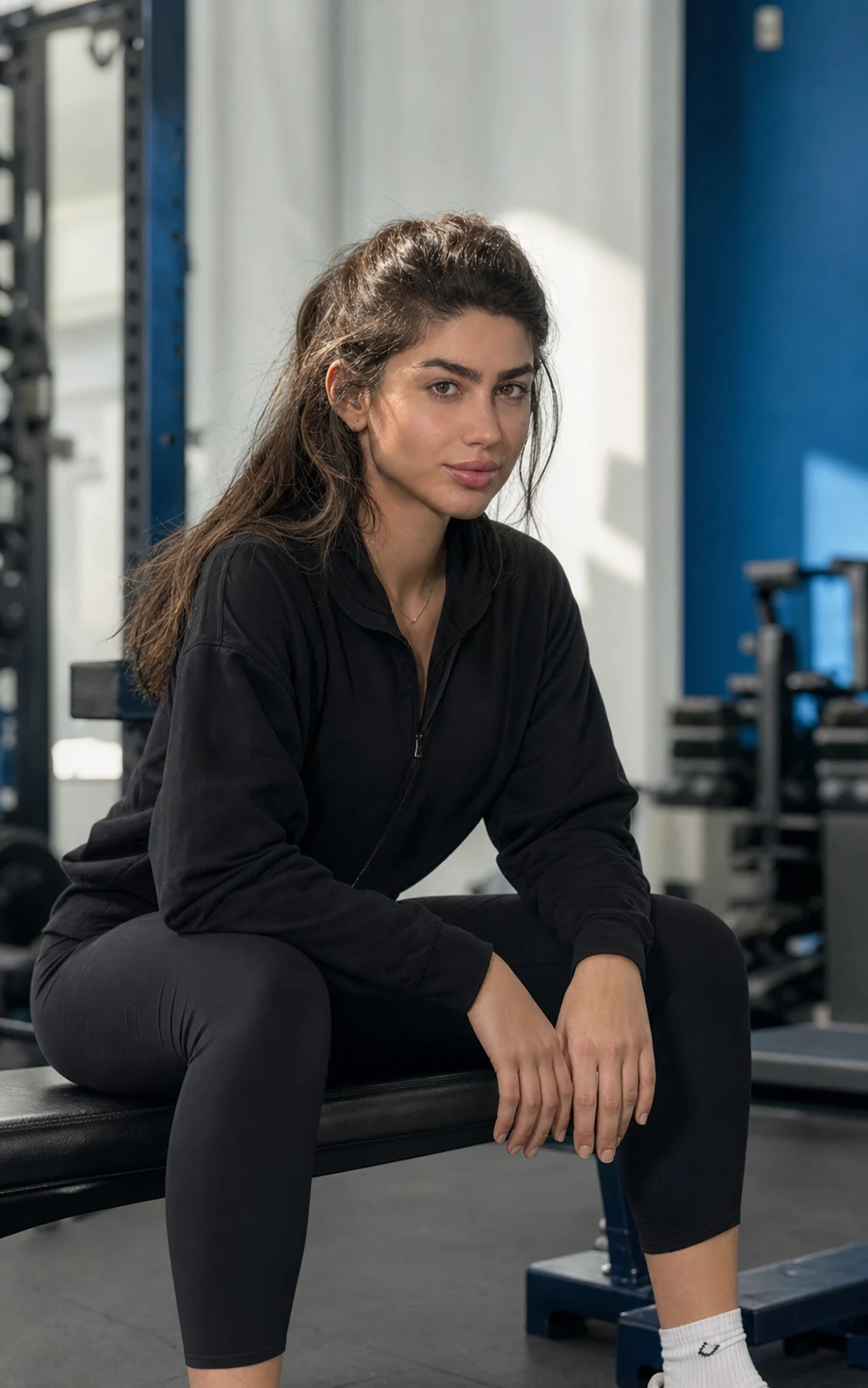 Coach Tia seated in the gym after training