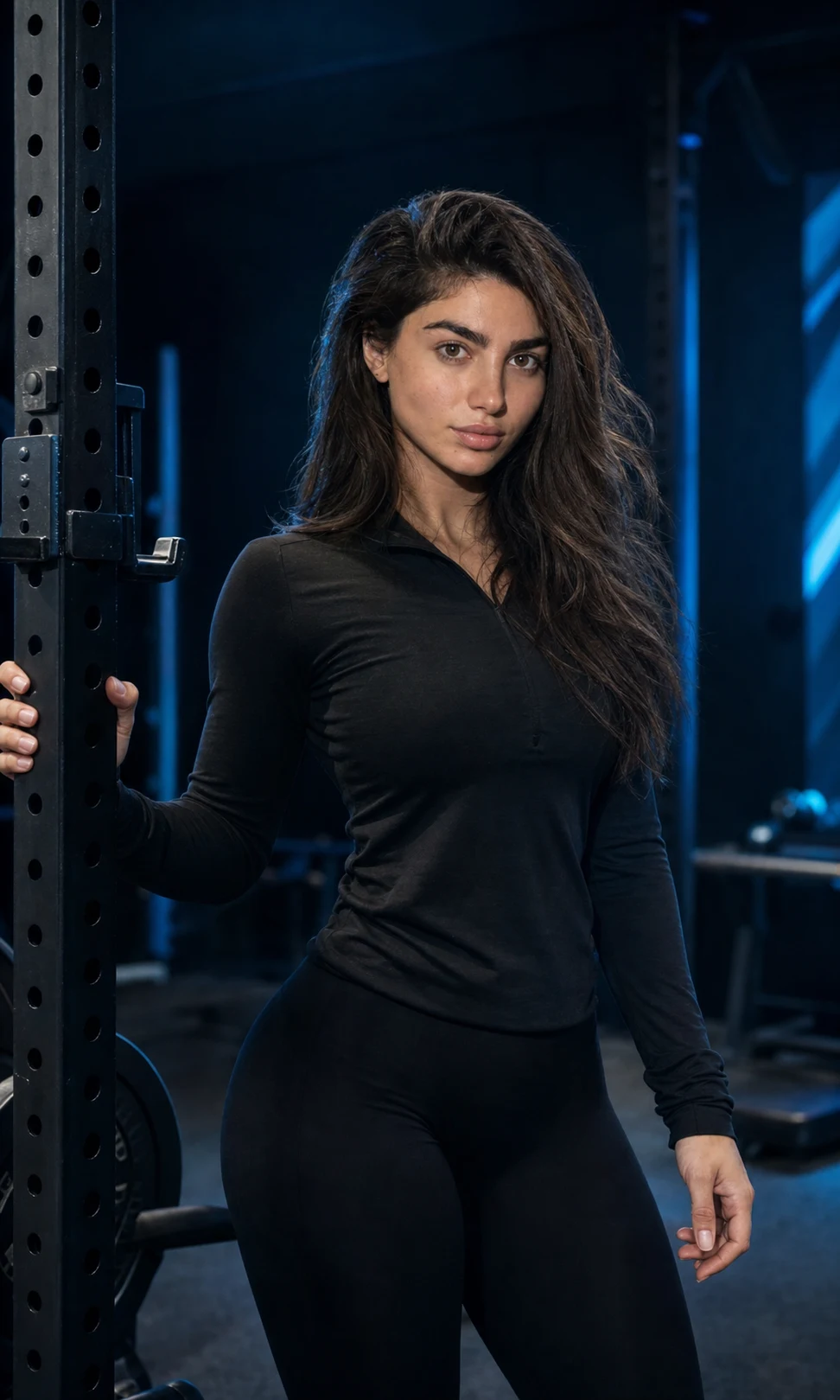 Coach Tia standing beside a power rack