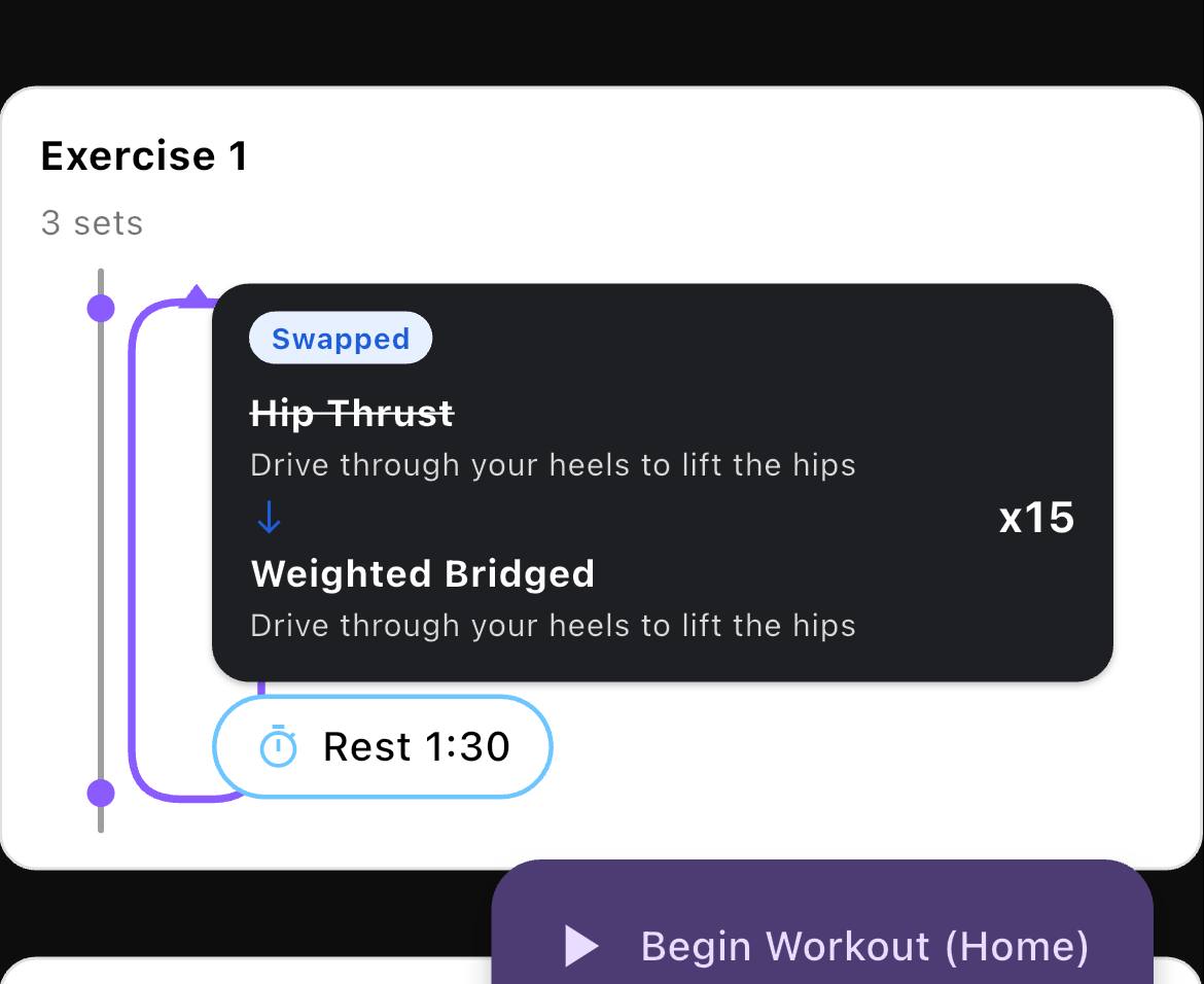 Swapping an exercise in the Perform app